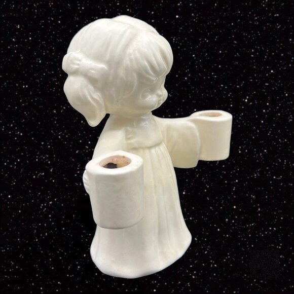 Vintage Made in Japan Girl Candle Holder CandleStick Ceramic 5”T 4.5”T - Picture 2 of 9